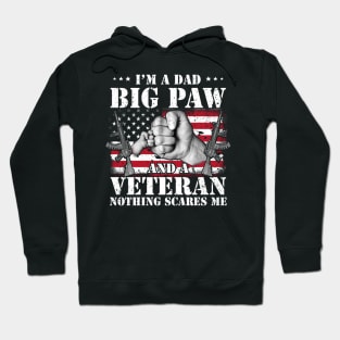 Vintage American Flag I'm A Dad Big Paw And A Veteran Nothing Scares Me Happy Fathers Day Veterans Day Hoodie
